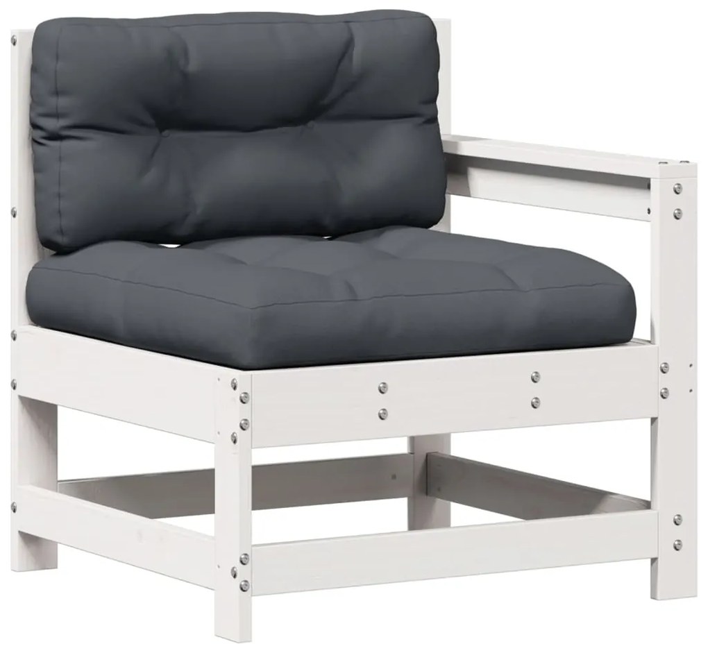 6 pcs conjunto lounge jardim c/ almofadões pinho maciço branco