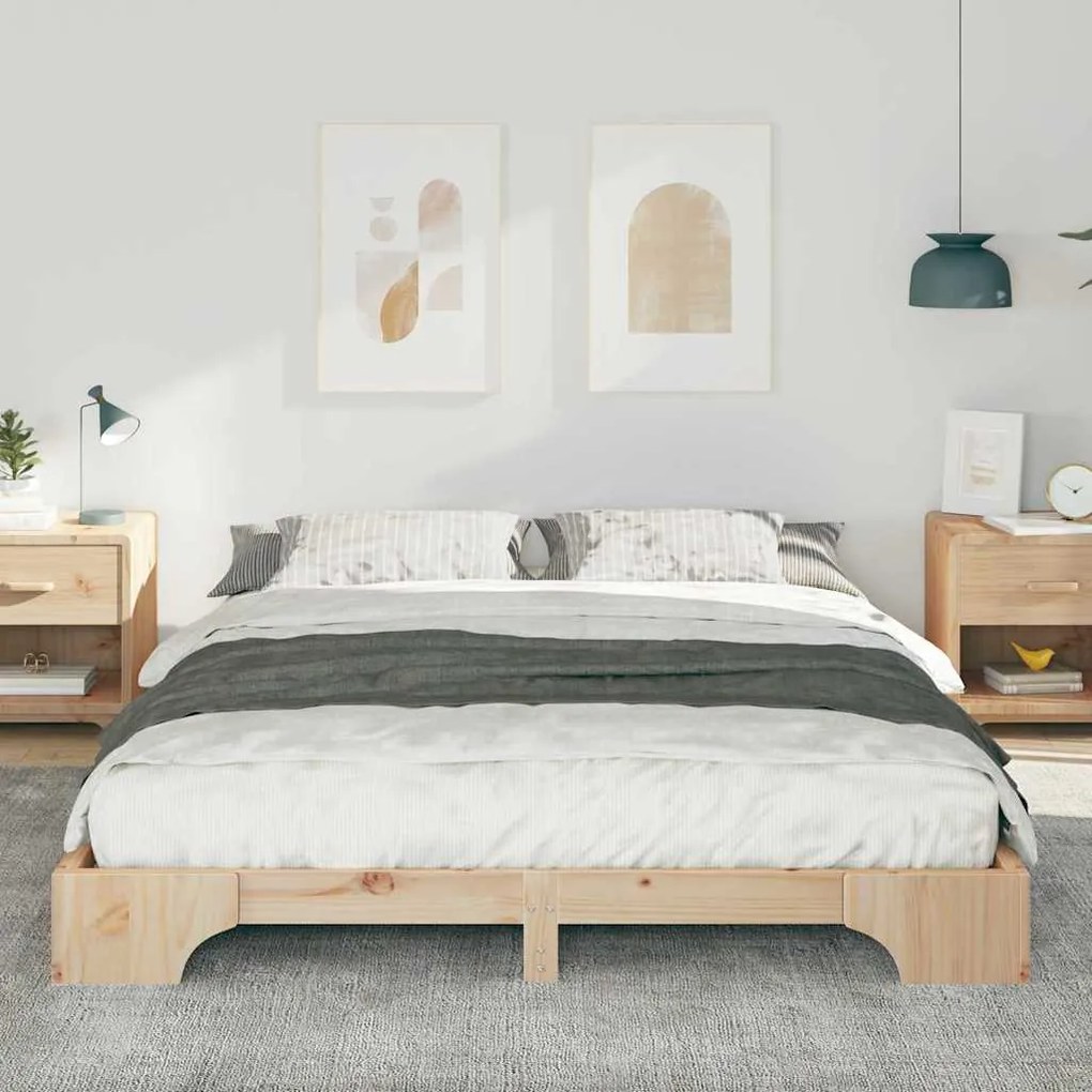 Estrutura de cama de chão Castanho 160 x 220 cm