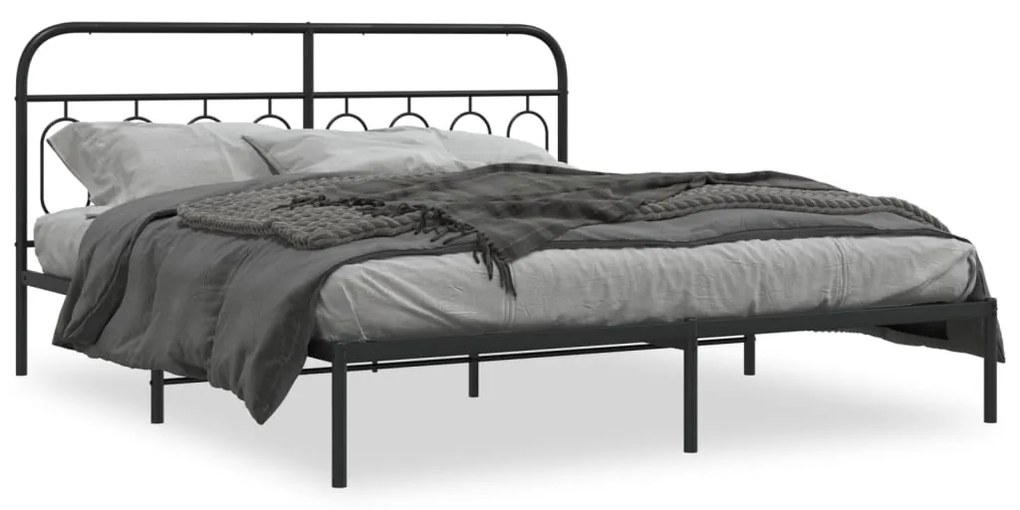 Estrutura de cama em metal com cabeceira 180x200 cm preto