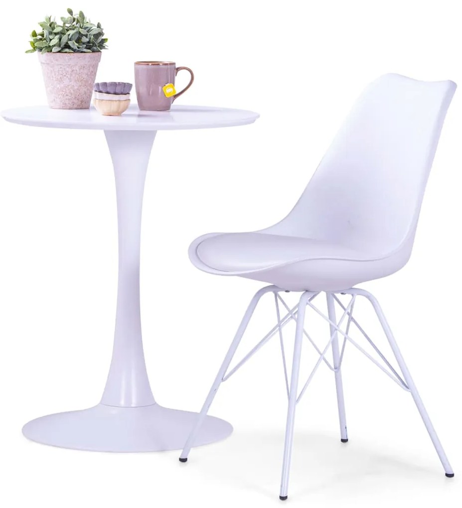 vidaXL Cadeiras de jantar 4 pcs couro artificial branco