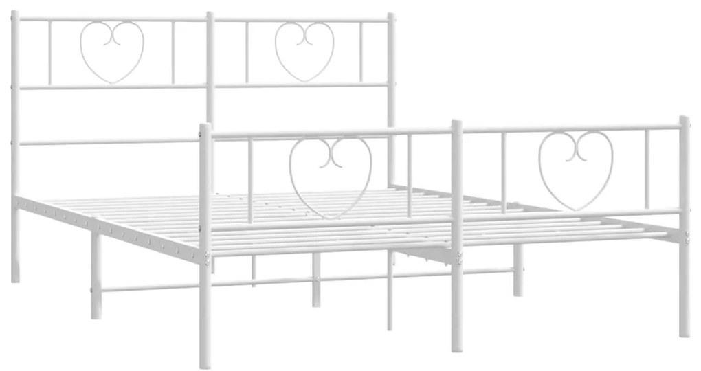 Estrutura de cama com cabeceira e pés 140x200 cm metal branco