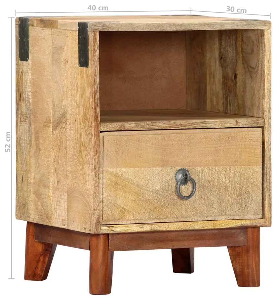 Mesa de cabeceira 40x30x52 cm madeira mangueira áspera maciça