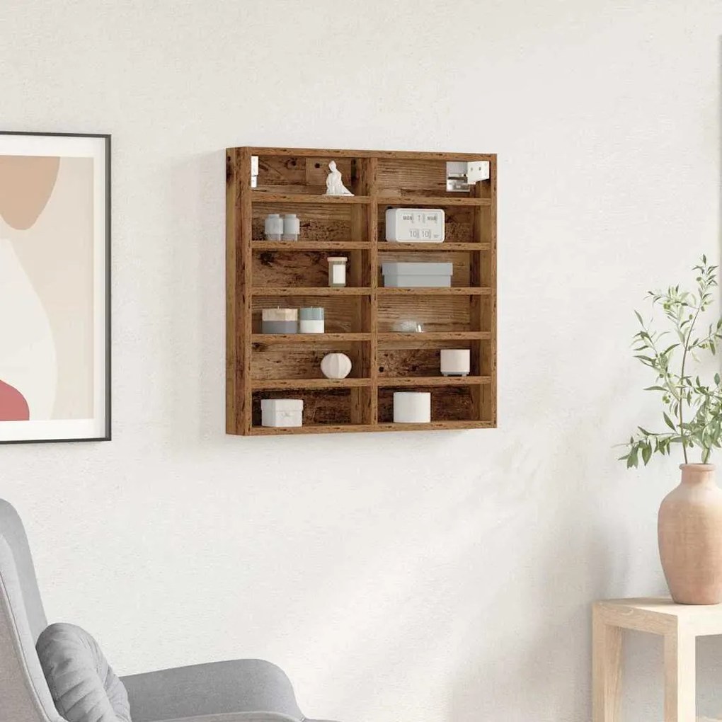 vidaXL Gabinete de Exibição Madeira antiga 60 x 8,5 x 58 cm