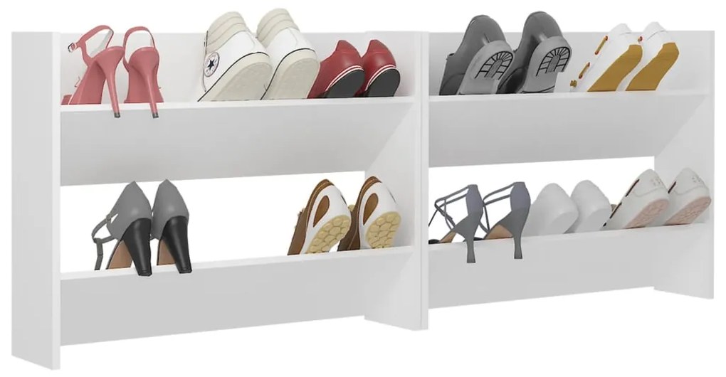 Sapateiras de parede 2 pcs 80x18x60 cm contraplacado branco