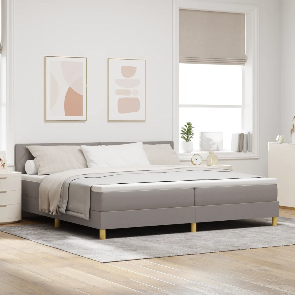 vidaXL Cama Box com Colchão Taupe 200x200 cm Tecido