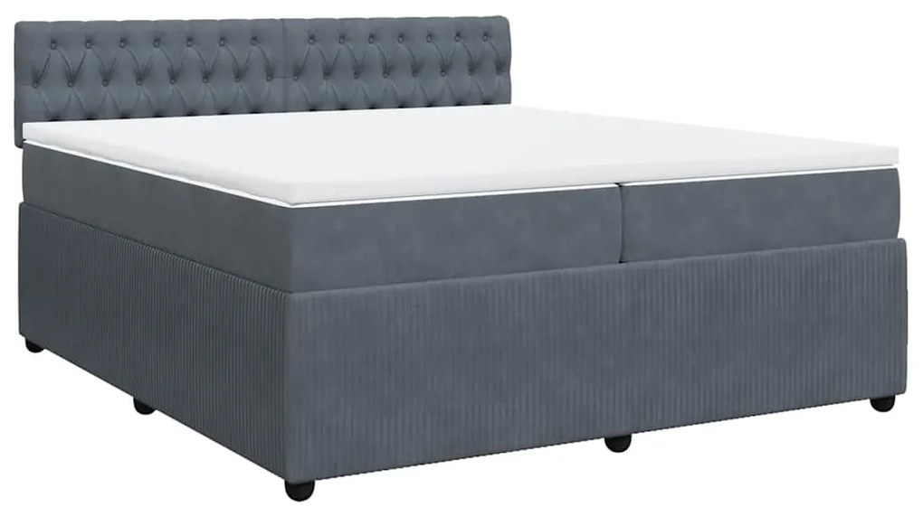 Cama com molas/colchão 200x200 cm veludo cinzento-escuro