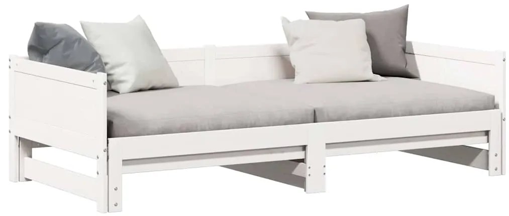 Cama de Dia com Extensão Branca 90x200 cm de Madeira de Pinho