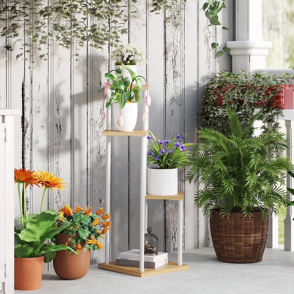 Suporte para Plantas de 4 Níveis Suporte para Vasos de Flores de Madei