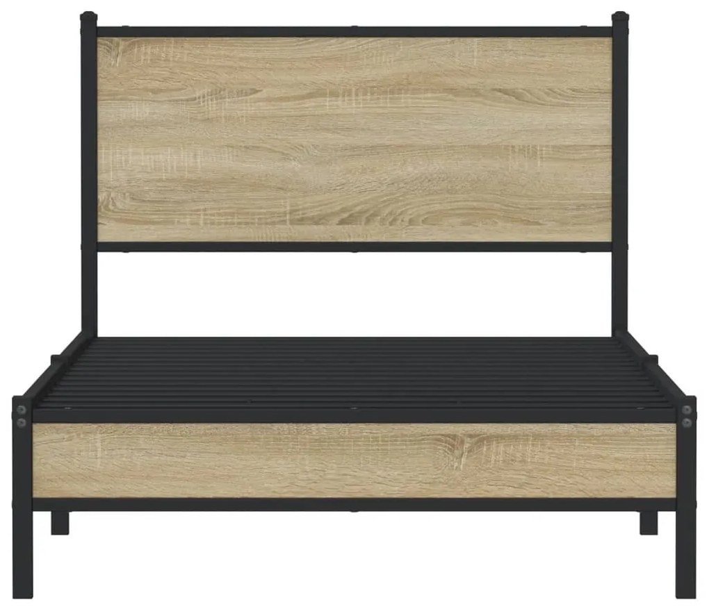 Estrutura de cama sem colchão 100x190 cm metal carvalho sonoma