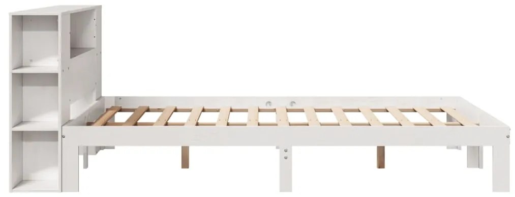 Cama com estante sem colchão 140x190 cm pinho maciço branco