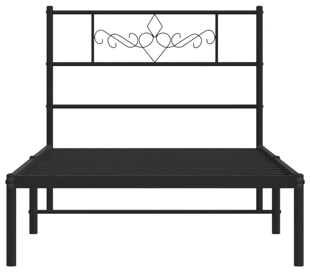 Estrutura de cama com cabeceira 90x200 cm metal preto