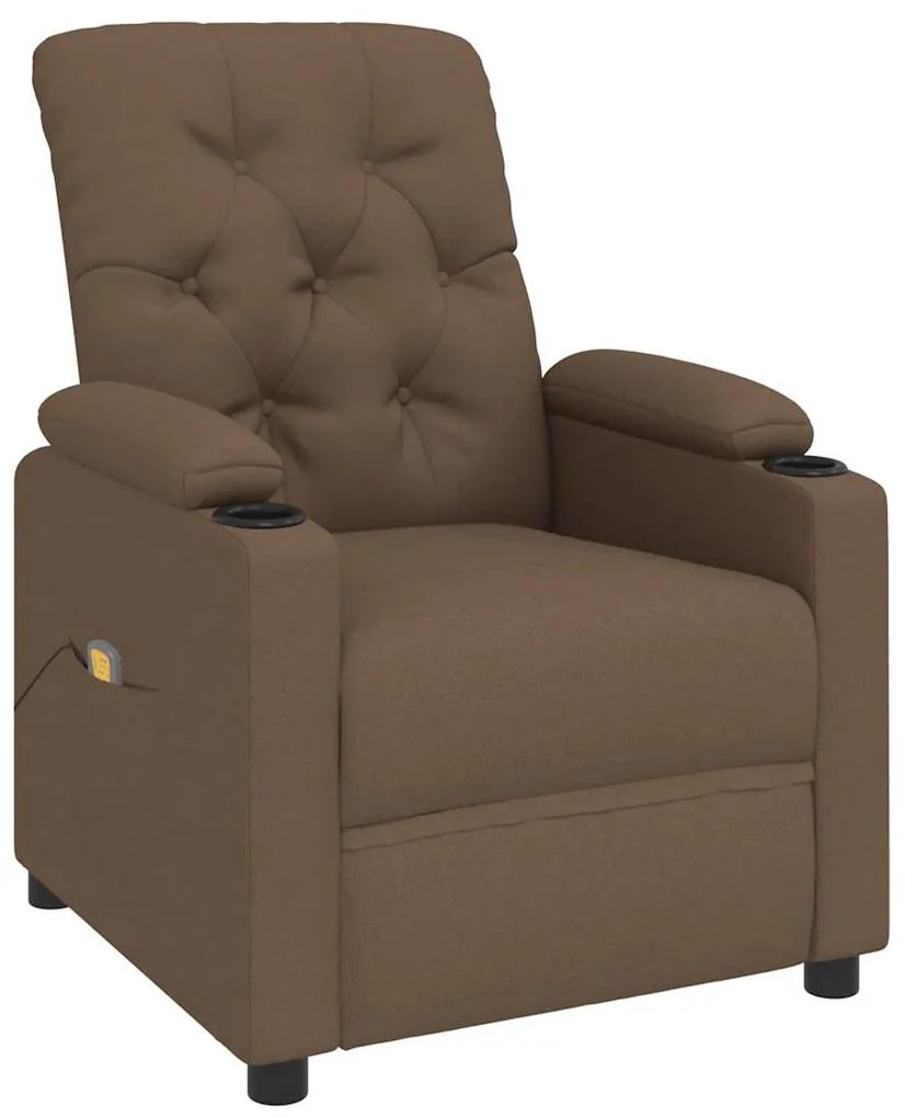 Poltrona de massagens reclinável tecido castanho