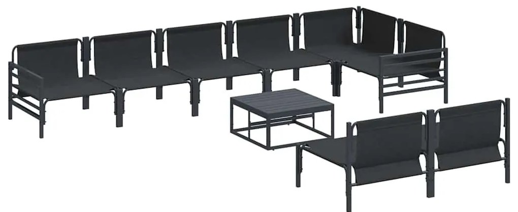 Conjunto de Sofá de Jardim 9 pcs Cinzento-escuro Aço