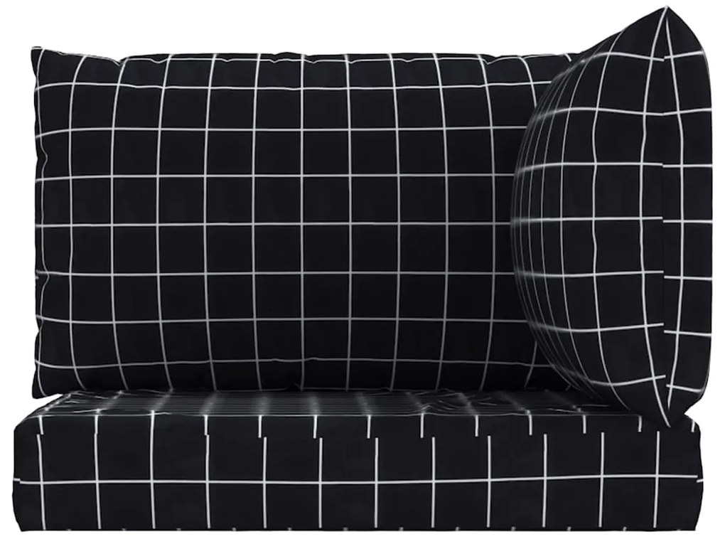 Almofadões p/ móveis de paletes 3pcs tecido oxford xadrez preto