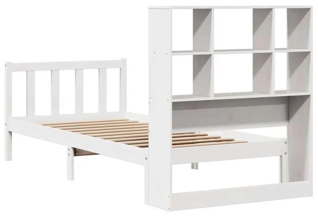 Cama com estante sem colchão 90x200 cm pinho maciço branco