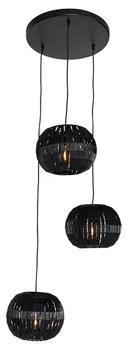 Candeeiro de suspensão moderno preto 3 luzes - Zoë Moderno