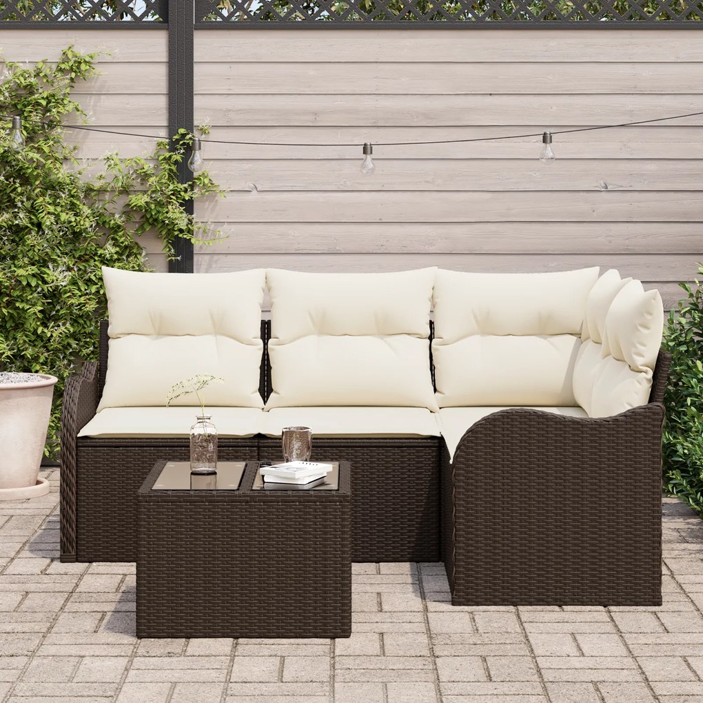 Conjunto de Sofá de Jardim de 4 Peças com Almofadas Cinza Rattan Sinté