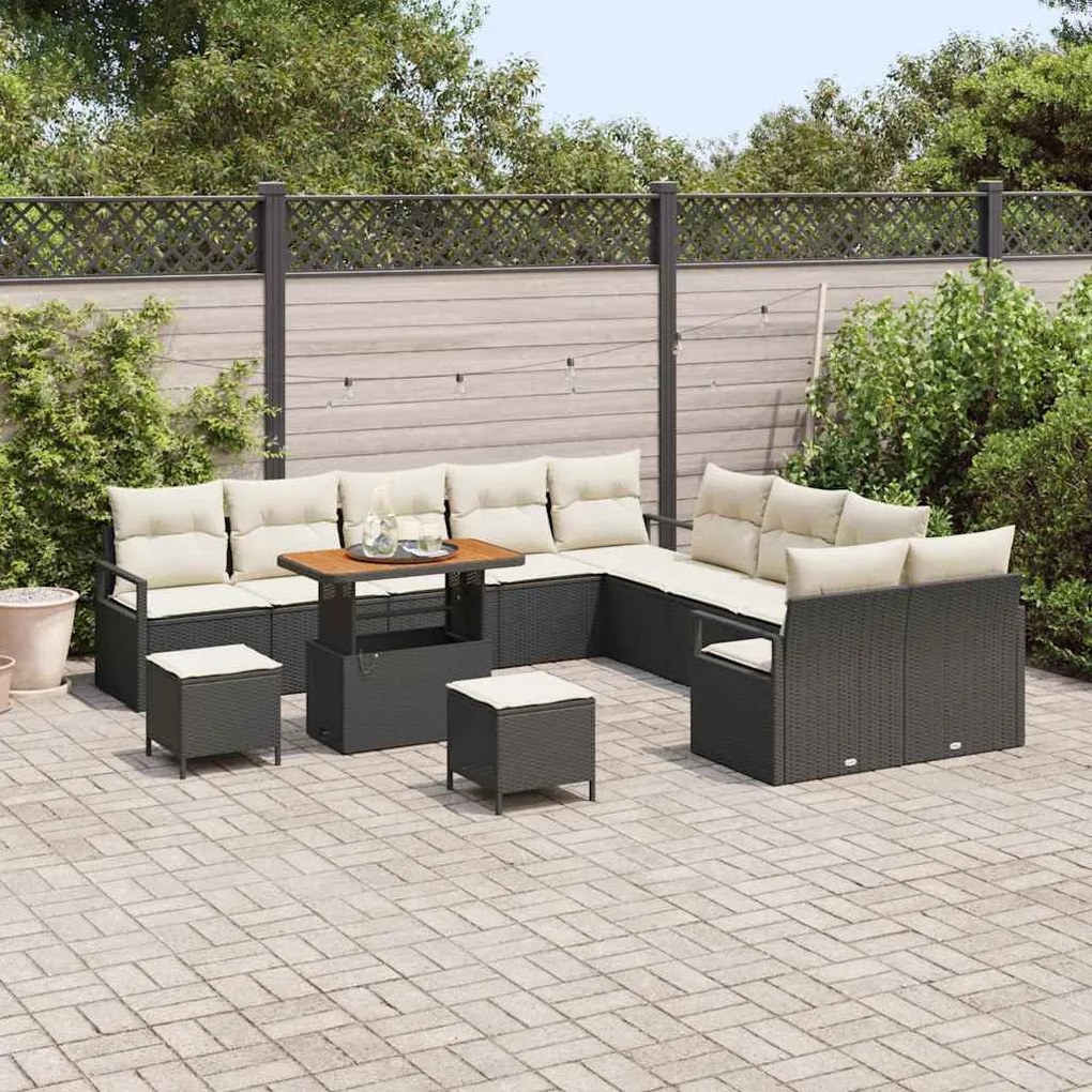 Conjunto de Sofá de Jardim de 13 Peças com Almofadas Rattan Sintético