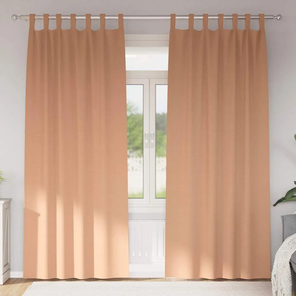 vidaXL Cortinas Blackout com Argolas 2 pcs Marrom Claro 245 x 140 cm