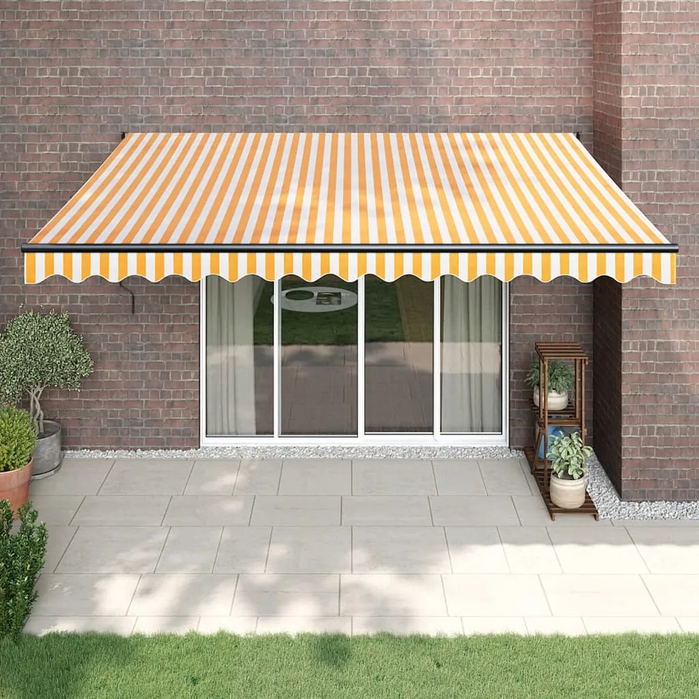 Toldo retrátil automático 4,5x3 m amarelo e branco