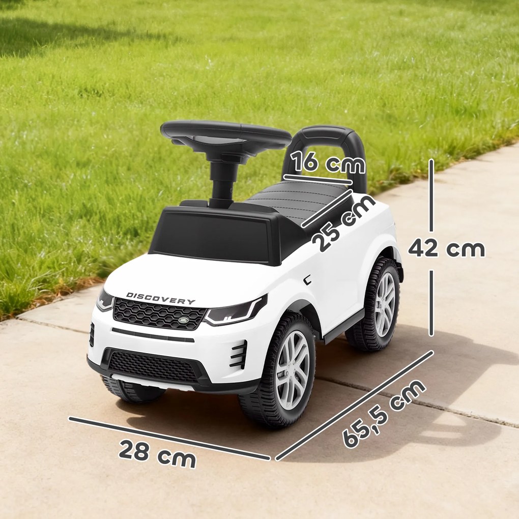 Carro Andador para Crianças  com Licença de Land Rover com Armazenamento Buzina Sons de Motor 65,5x28x42 cm Branco