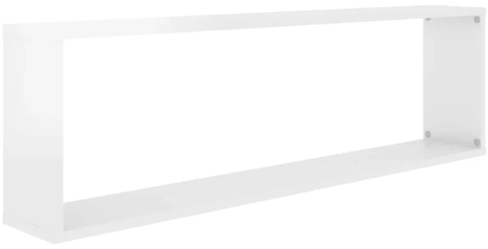 Estantes parede cúbicas 2pcs derivados madeira branco brilhante