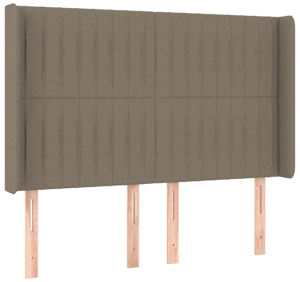 Cabeceira cama c/ LED tecido 147x16x118/128cm cinza-acastanhado