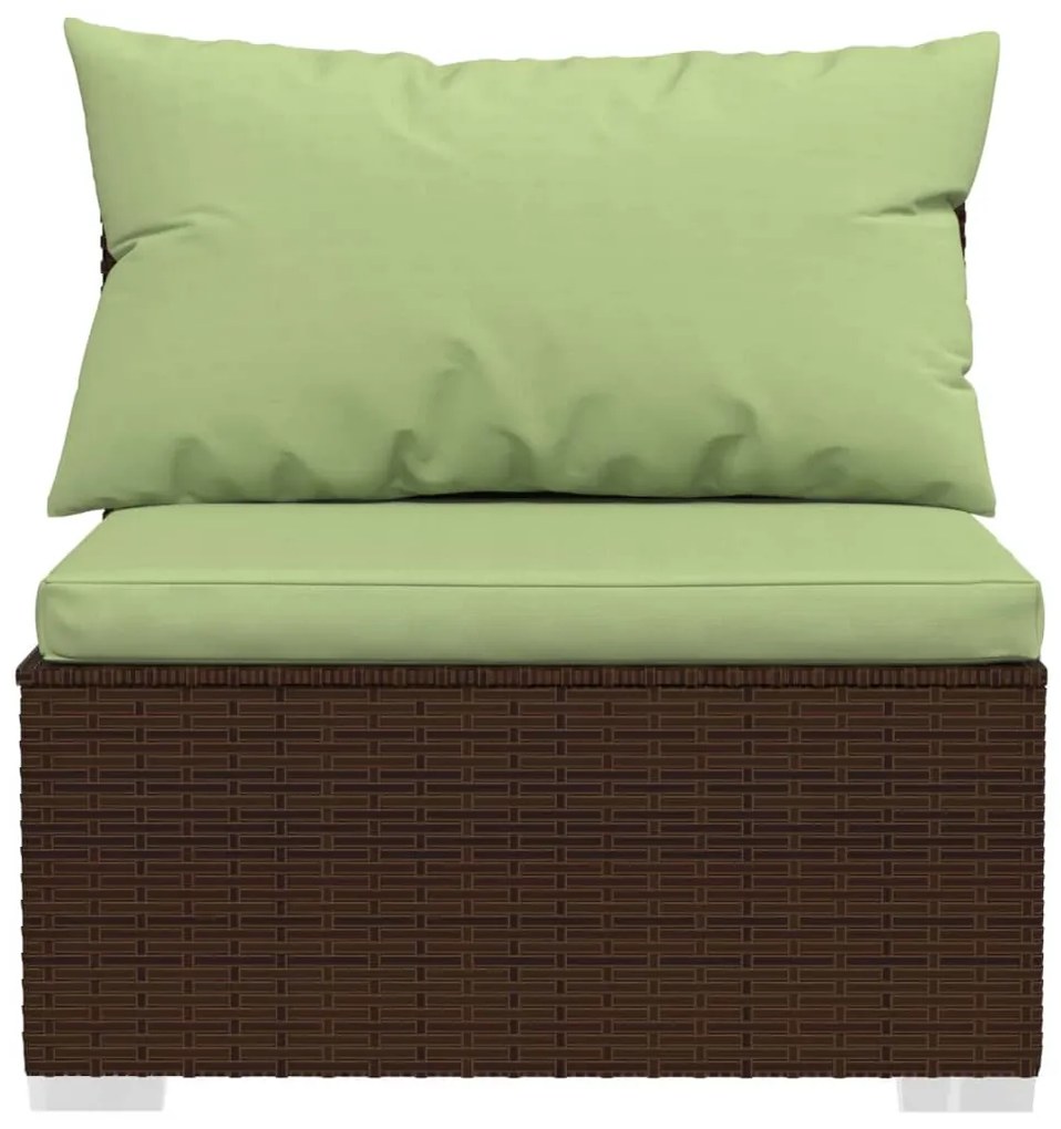 6 pcs conjunto lounge jardim c/ almofadões vime PE castanho