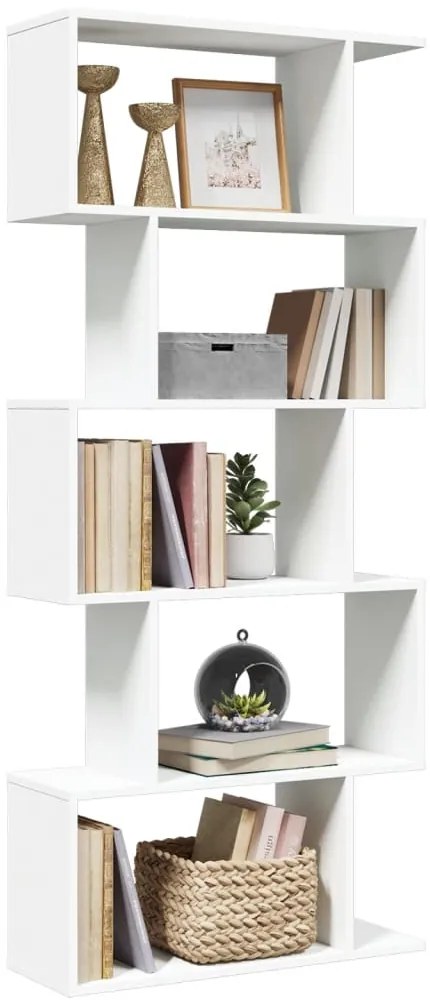 vidaXL Estante divisória de ambientes com 5 níveis, branca, 70x24x161 cm, madeira projetada