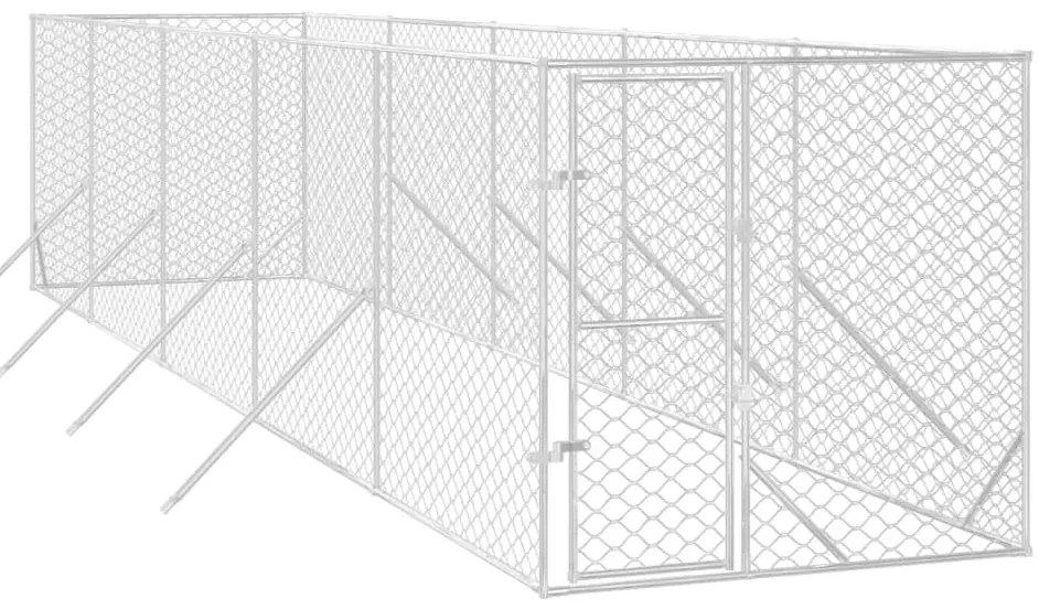 Canil de exterior 2x10x2 m aço galvanizado prateado