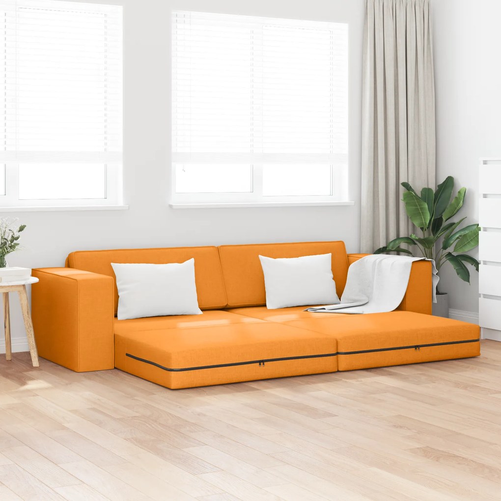 vidaXL Sofá Cama de Chão 2-em-1 Amarelo Escuro 245x150x60.5 cm Tecido