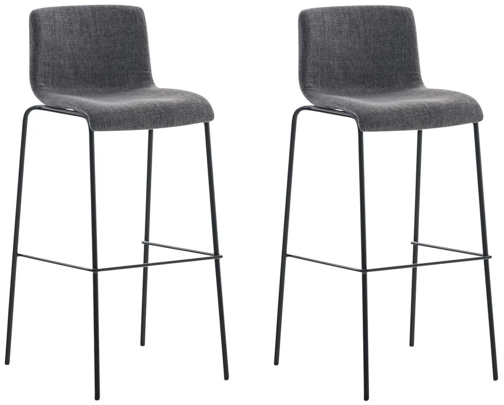 Conjunto de 2 bancos de bar Hoover em tecido e com estrutura preta 43 x 100 x 48 cm Cinzento