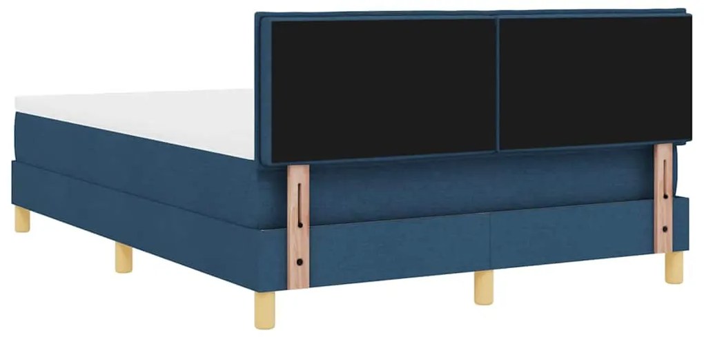 Cama Box Spring com Colchão e LED Azul 140x200 cm Tecido