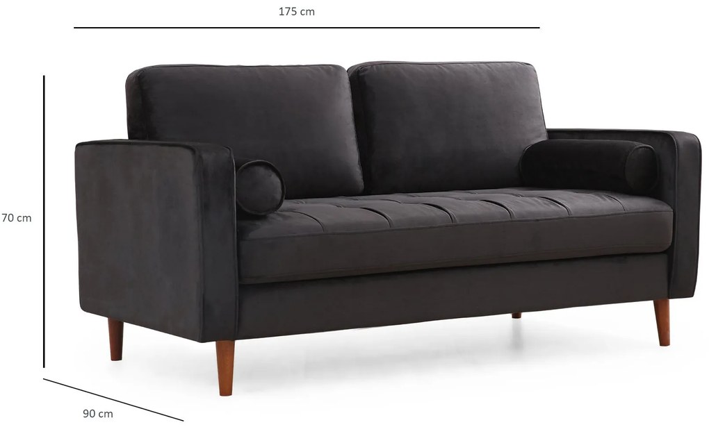 **** Sofá de 2 Lugares Rome – Preto Carvalho – 175x90x70 cm
**