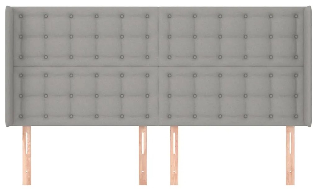 Cabeceira cama c/ abas tecido 183x16x118/128 cm cinzento-claro