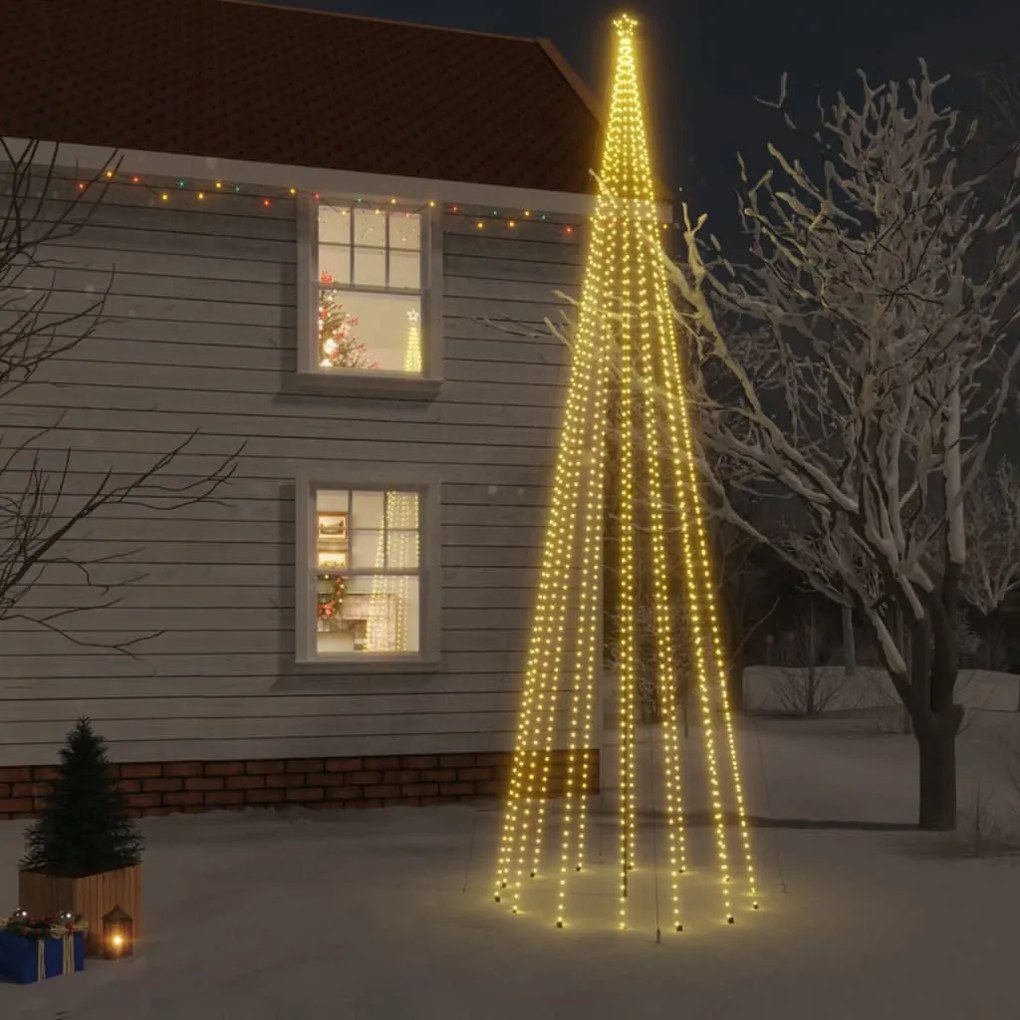 vidaXL Árvore de Natal com espigão 1134 luzes LED 800 cm branco quente