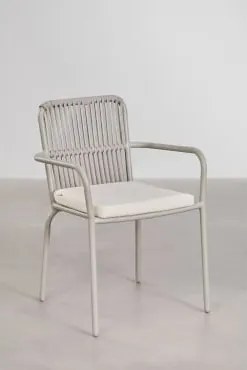 Pack De 4 Cadeiras De Jardim Empilháveis Com Braços Em Alumínio Alberta Verde Fumado - Sklum