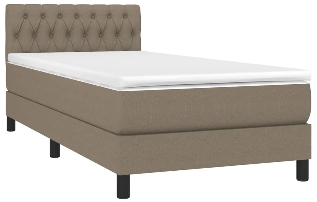 Cama box spring + colchão/LED 90x200cm tecido cinza-acastanhado