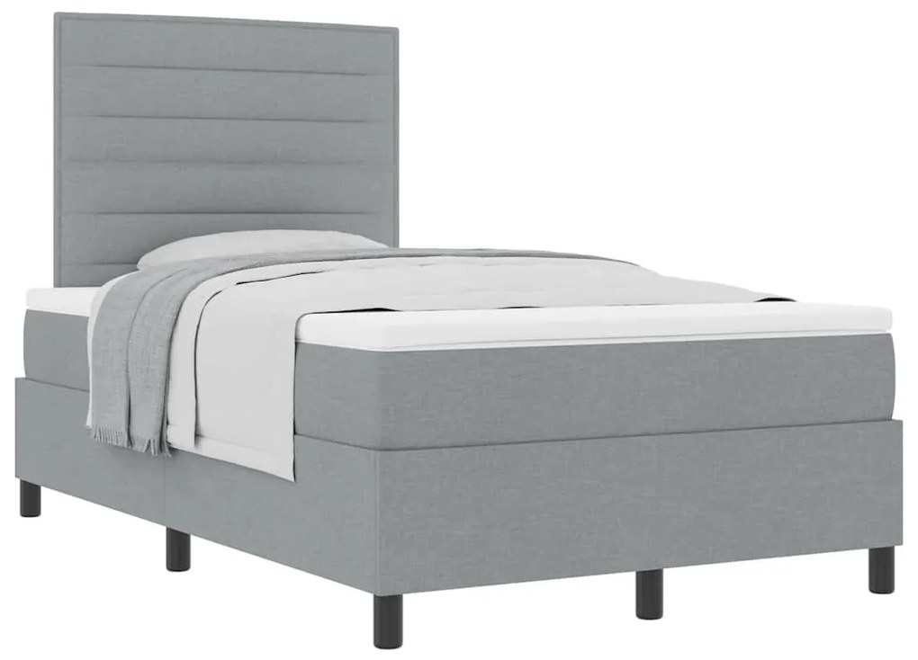 Cama Box com Colchão Cinza Claro 120x200 cm Tecido