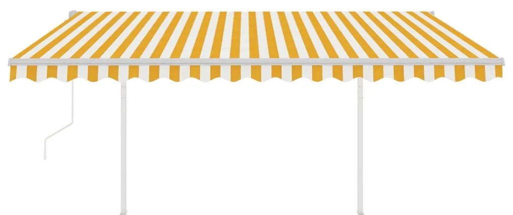 Toldo automático c/ LED e sensor de vento 4x3 m amarelo/branco