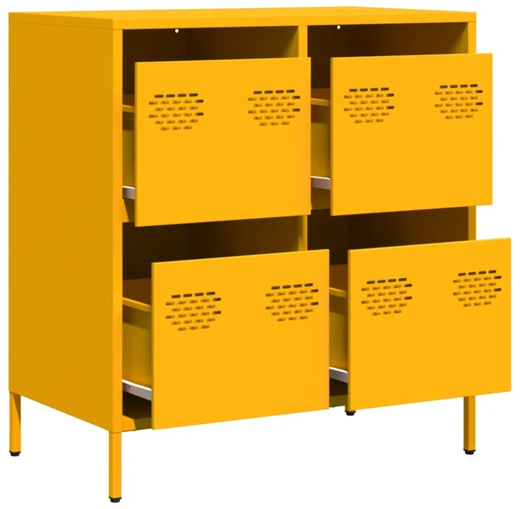 Aparador 68x39x73,5 cm aço laminado a frio amarelo mostarda