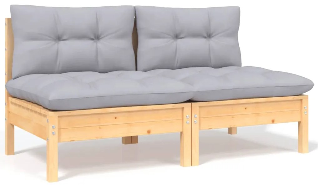 13 pcs conjunto lounge de jardim c/ almofadões cinzentos pinho