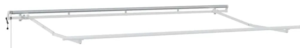 Toldo Retrátil Manual Azul e Branco 400 x 200 cm Metal &amp; Tecido