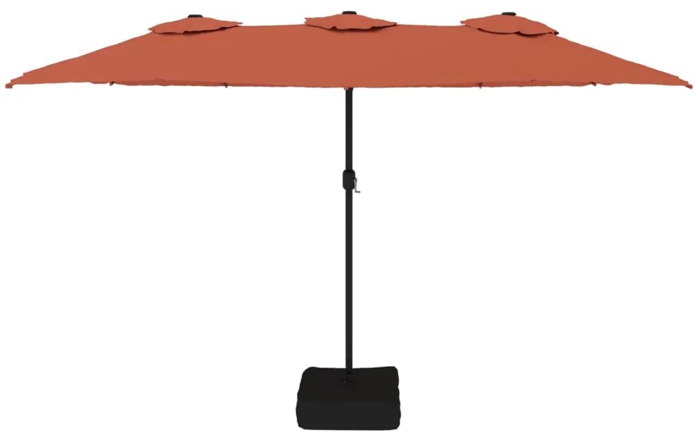 Guarda-sol de jardim c/ cabeça dupla/LED 449x245 cm terracotta