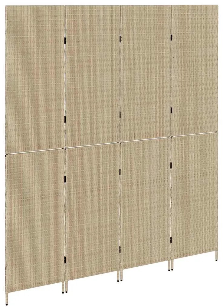 Divisória de Ambiente 4 Painéis Dobrável Bege 196x200 cm Rattan Sintét