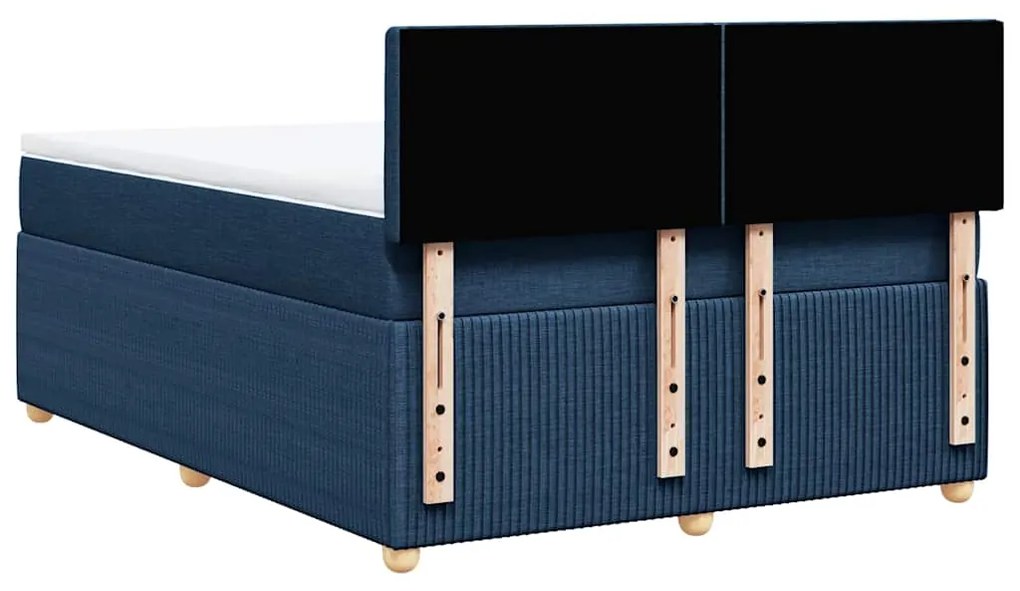 Cama com molas/colchão 160x200 cm tecido azul