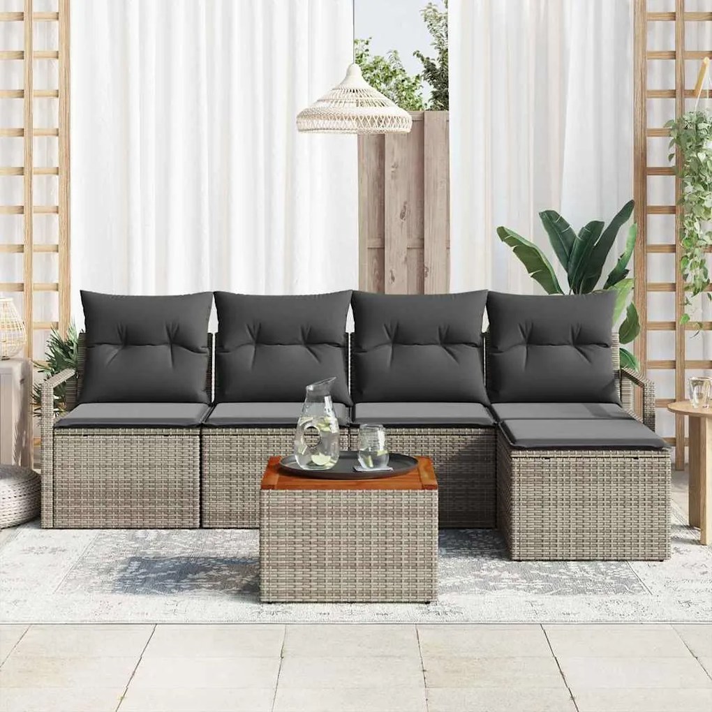 Conjunto de Sofás de Jardim 6 pcs Cinzeto Grande
