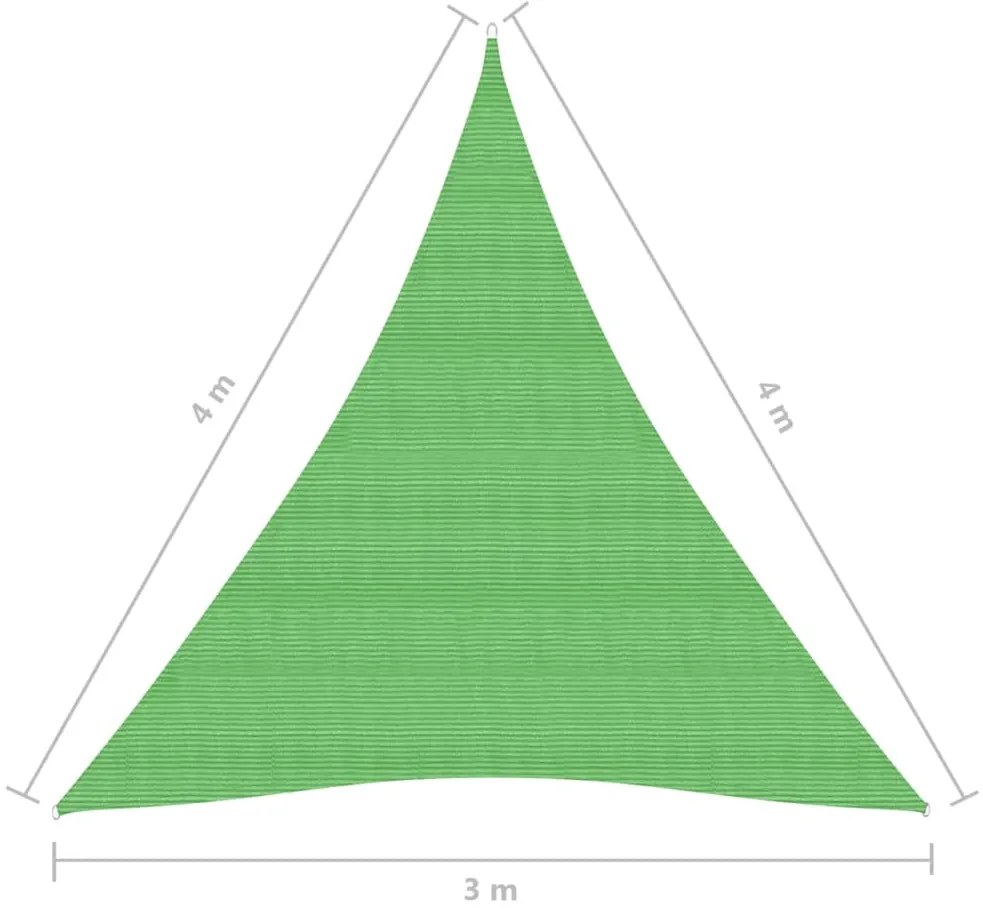 Para-sol estilo vela 160 g/m² 3x4x4 m PEAD verde-claro