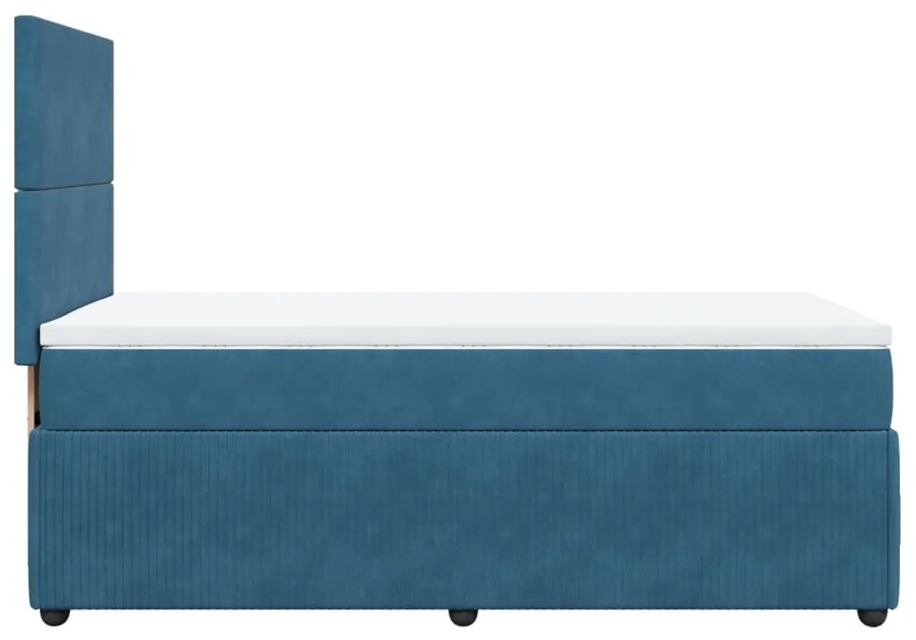 Cama boxspring com colchão 90x190 cm veludo azul