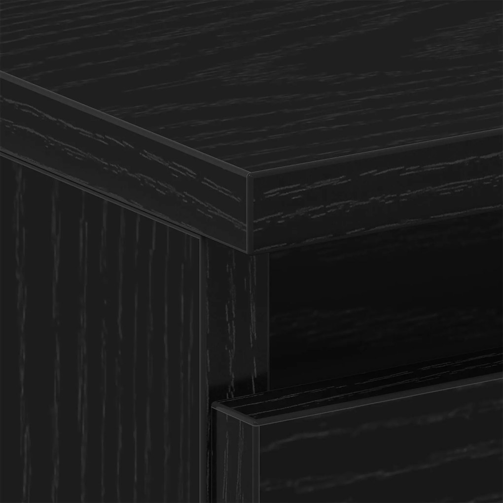 Mesa de Cabeceira vidaXL com Pé de Madeira Carvalho Preto 40x35x69 cm